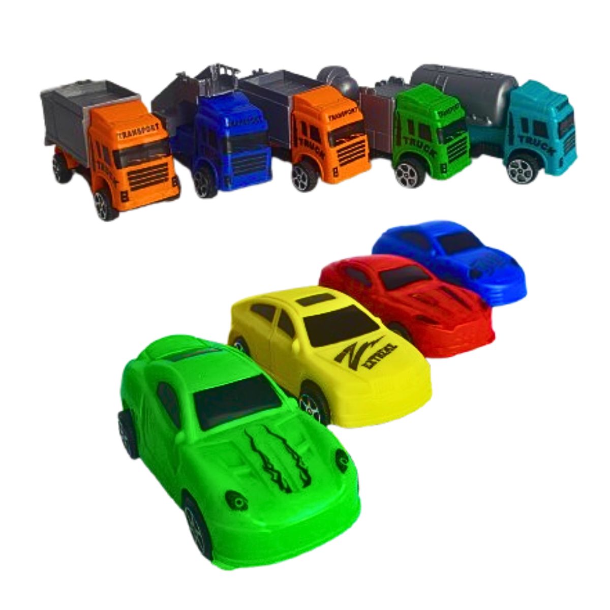 Kit Mini Caminhões De Construção E Mini Carros Sortidos - Ark Toys Kit Mini Caminhões De Construção E Mini Carros Sortidos - Ark Toys